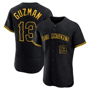 Denzer Guzman Men's Authentic Los Angeles Angels Black Snake Skin City Jersey