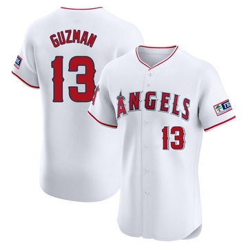 Denzer Guzman Men's Elite Los Angeles Angels White Home Patch Jersey