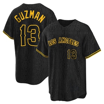 Denzer Guzman Men's Replica Los Angeles Angels Black Snake Skin City Jersey