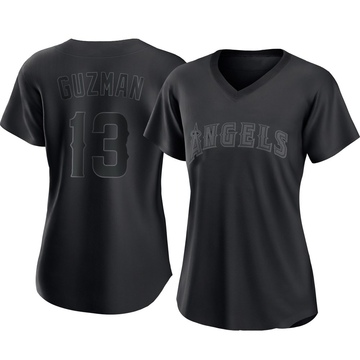 Denzer Guzman Women's Replica Los Angeles Angels Black Pitch Fashion Jersey