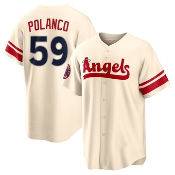Eybersson Polanco Men's Replica Los Angeles Angels Cream 2022 City Connect Jersey