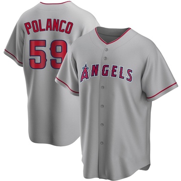 Eybersson Polanco Men's Replica Los Angeles Angels Silver Road Jersey