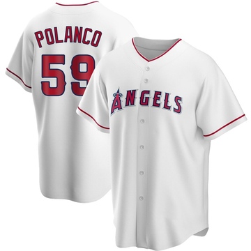 Eybersson Polanco Men's Replica Los Angeles Angels White Home Jersey