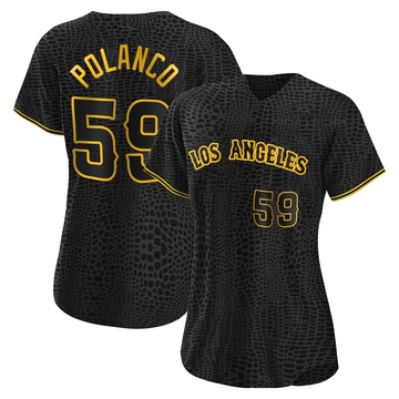 Eybersson Polanco Women's Replica Los Angeles Angels Black Snake Skin City Jersey
