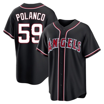 Eybersson Polanco Youth Replica Los Angeles Angels Black Fashion Out Jersey