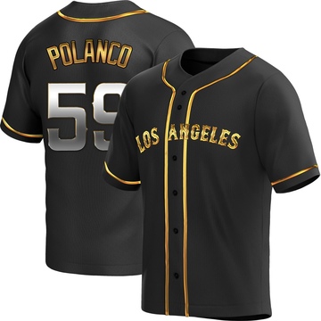 Eybersson Polanco Youth Replica Los Angeles Angels Black Golden Alternate Jersey