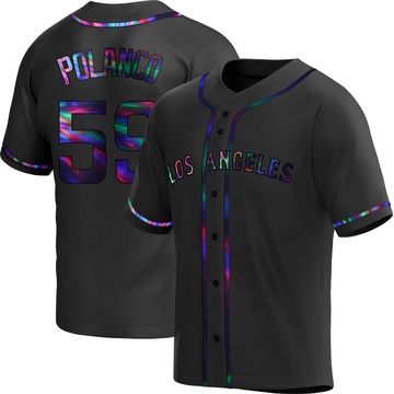 Eybersson Polanco Youth Replica Los Angeles Angels Black Holographic Alternate Jersey