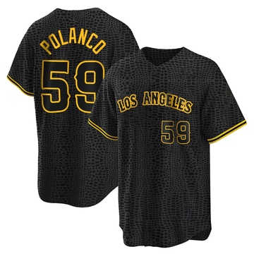 Eybersson Polanco Youth Replica Los Angeles Angels Black Snake Skin City Jersey