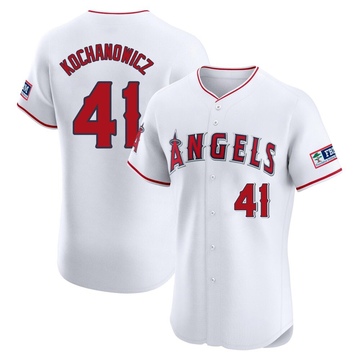 Jack Kochanowicz Men's Elite Los Angeles Angels White Home Patch Jersey