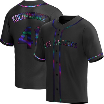 Jack Kochanowicz Men's Replica Los Angeles Angels Black Holographic Alternate Jersey