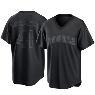Jack Kochanowicz Men's Replica Los Angeles Angels Black Pitch Fashion Jersey