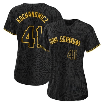 Jack Kochanowicz Women's Authentic Los Angeles Angels Black Snake Skin City Jersey