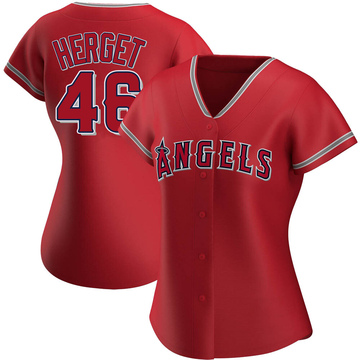 Jimmy Herget Women's Authentic Los Angeles Angels Red Alternate Jersey