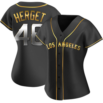 Jimmy Herget Women's Replica Los Angeles Angels Black Golden Alternate Jersey