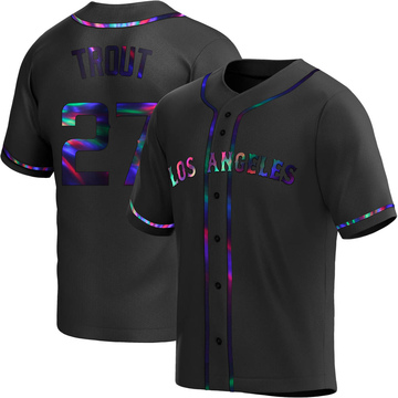 Mike Trout Men's Replica Los Angeles Angels Black Holographic Alternate Jersey