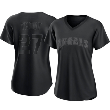 Mike Trout Women's Authentic Los Angeles Angels Black Pitch Fashion Jersey