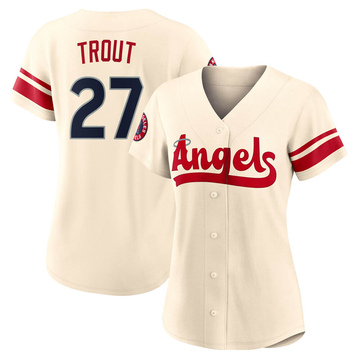 Mike Trout Women's Authentic Los Angeles Angels Cream 2022 City Connect Jersey
