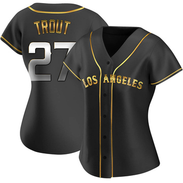 Mike Trout Women's Replica Los Angeles Angels Black Golden Alternate Jersey