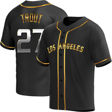 Mike Trout Youth Replica Los Angeles Angels Black Golden Alternate Jersey
