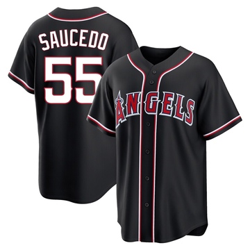 Tayler Saucedo Men's Replica Los Angeles Angels Black Fashion Out Jersey
