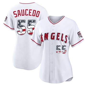 Tayler Saucedo Women's Limited Los Angeles Angels White USA 250 Fourth Of July Stadium Jersey