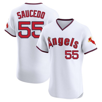 Tayler Saucedo Youth Elite Los Angeles Angels White Alternate 2 Jersey
