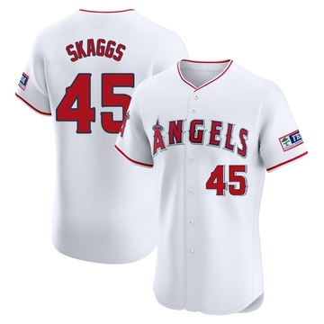 Tyler Skaggs Men's Elite Los Angeles Angels White Home Patch Jersey