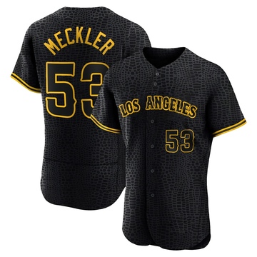 Wade Meckler Men's Authentic Los Angeles Angels Black Snake Skin City Jersey