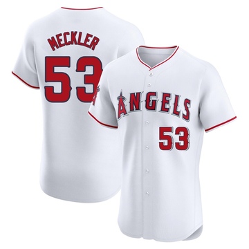 Wade Meckler Men's Elite Los Angeles Angels White Home Jersey