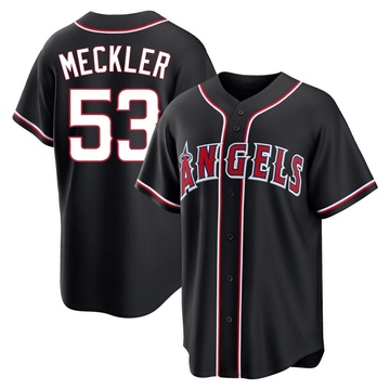 Wade Meckler Men's Replica Los Angeles Angels Black Fashion Out Jersey