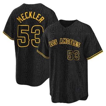 Wade Meckler Men's Replica Los Angeles Angels Black Snake Skin City Jersey