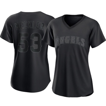 Wade Meckler Women's Authentic Los Angeles Angels Black Pitch Fashion Jersey