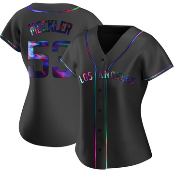 Wade Meckler Women's Replica Los Angeles Angels Black Holographic Alternate Jersey