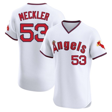 Wade Meckler Youth Elite Los Angeles Angels White Alternate 2 Jersey